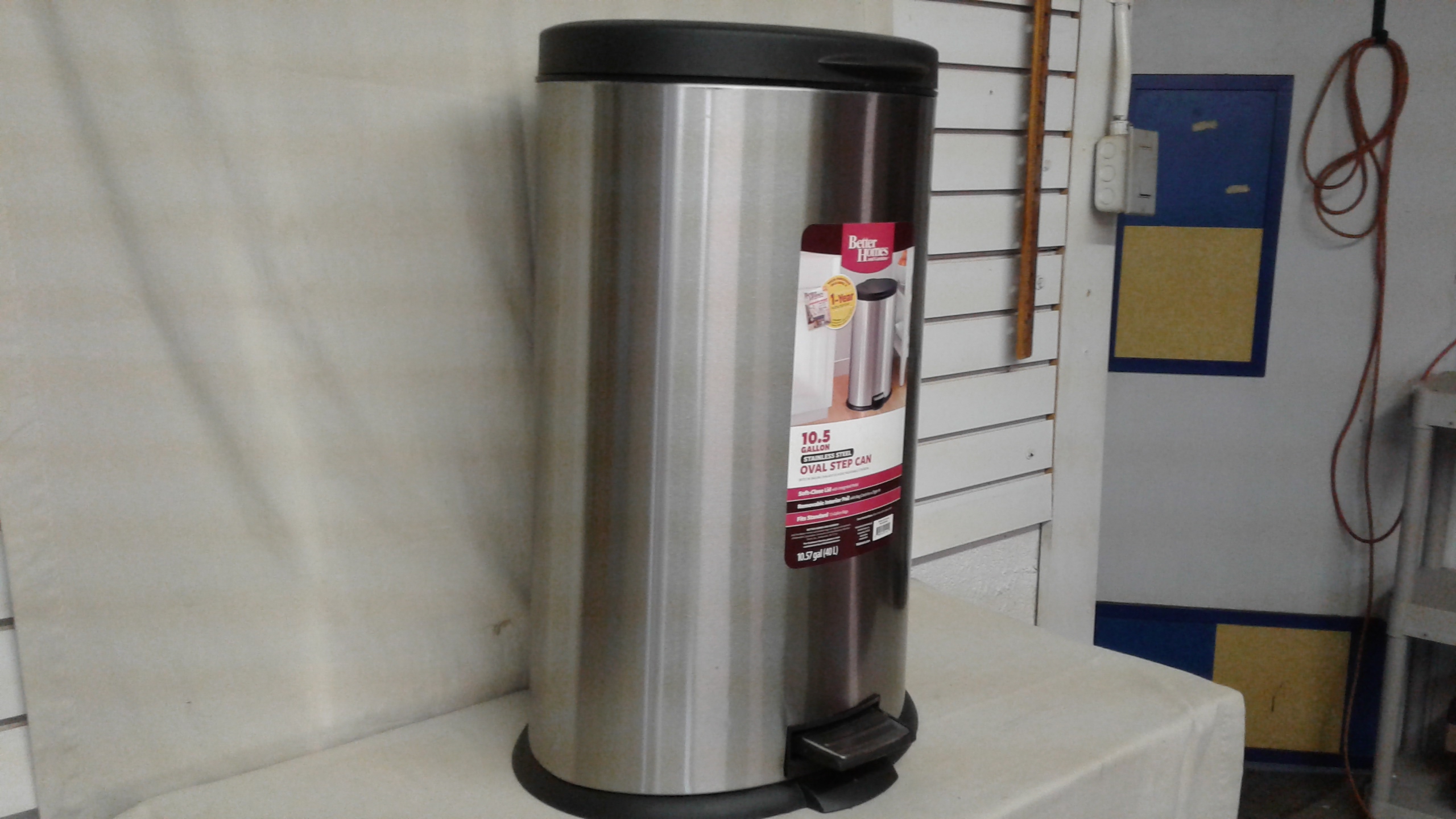 Better Homes & Gardens 10.5 Gallon Trash Can Stainless Steel Oval