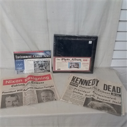 VINTAGE PRESIDENTIAL OAKLAND TRIBUNE NEWSPAPERS AND PHOTO ALBUM