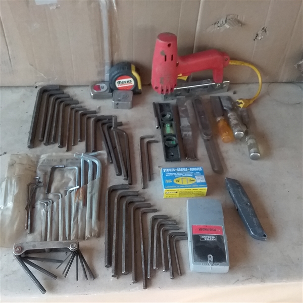 ALLEN WRENCHES, STUD FINDER, ELECTRIC STAPLE GUN AND MORE TOOLS