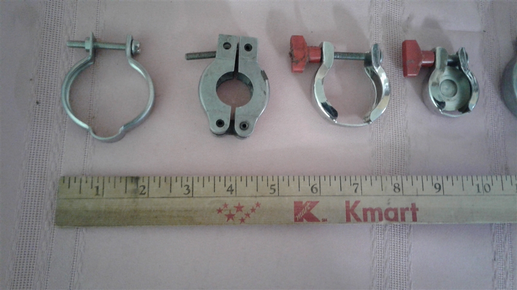 VARIOUS SIZE STAINLESS PIPE CLAMPS  18CT