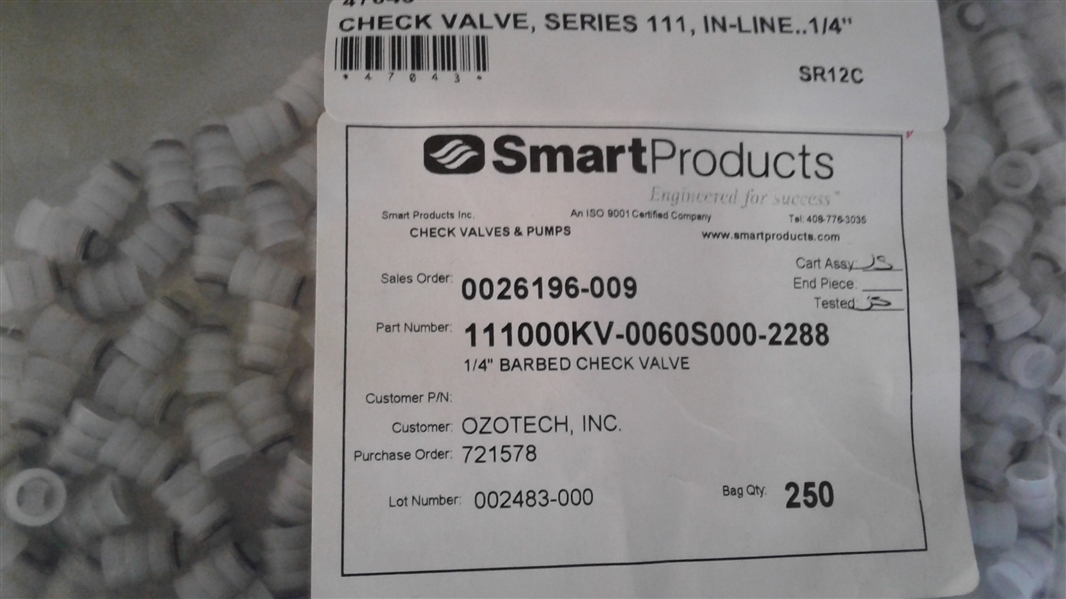 SERIES 111 IN-LINE BARBED CHECK VALVE 1/4 700+