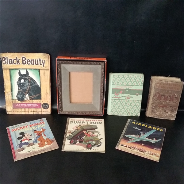 VINTAGE BOOKS AND PICTURE FRAME