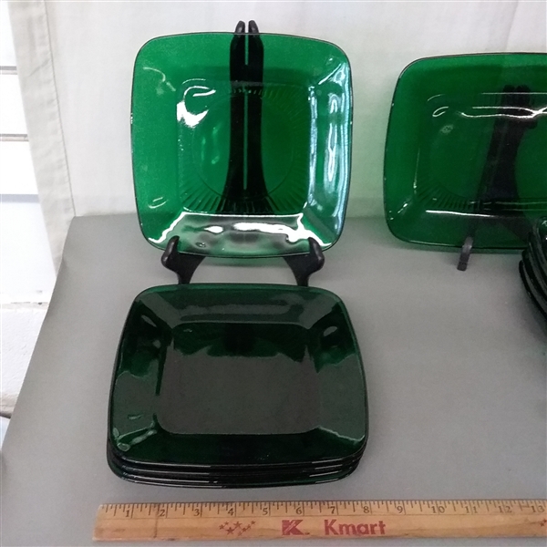 FIRE KING ANCHOR HOCKING CHARM FOREST GREEN 1940'S-1960'S DISH SET