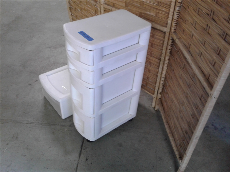 Tenex Plastic 4 Drawer Storage Cart on Wheels Plus an Extra Storage Drawer