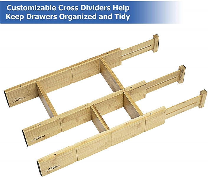 One Cottage Bamboo Adjustable Drawer Organizer Set of 4