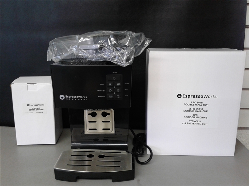 EspressoWorks 10 Pc All-In-One Barista Bundle Espresso Machine