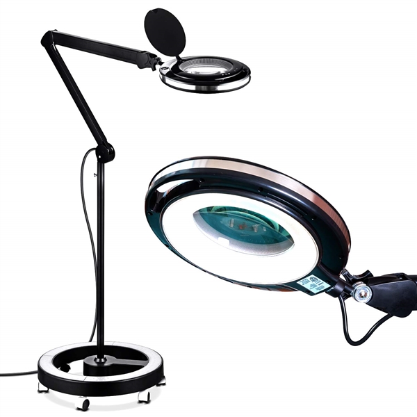 Brightech LightView Pro LED Magnifying Glass Floor Lamp with Rolling Base- White
