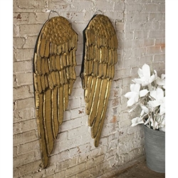 Kalalou Gold Painted Wooden Angel Wings Set of Two