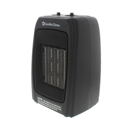 Comfort Zone 750/1,500-Watt Ceramic Electric Portable Heater with Thermostat and Fan in Black