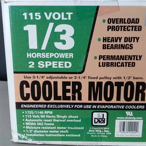 DIAL 2-Speed 1/3 HP Evaporative Cooler Motor