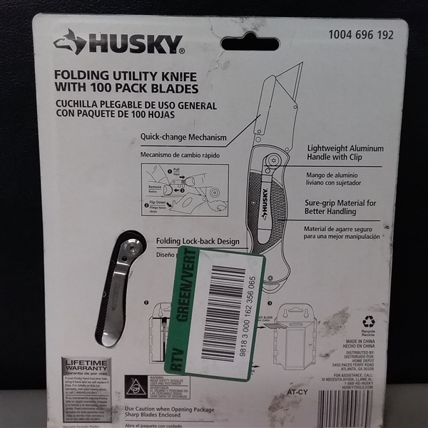 Husky Folding Lock-Back Utility Knife with Blades (100-Piece)