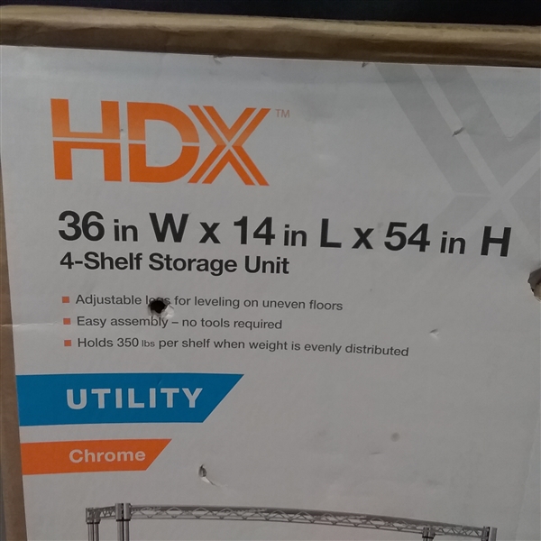 HDX 54 in. H x 36 in. W x 14 in. D 4-Tier Wire Shelving Unit in Chrome