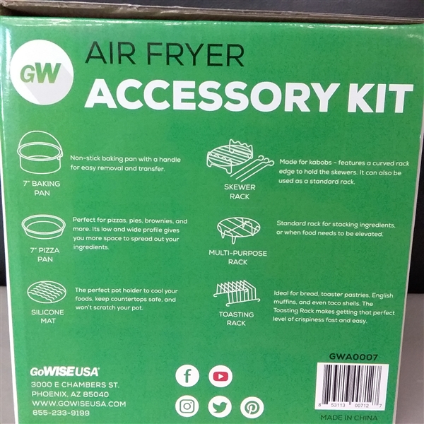 6-Piece Universal XL Air Fryer Accessory Set by  GoWISE USA
