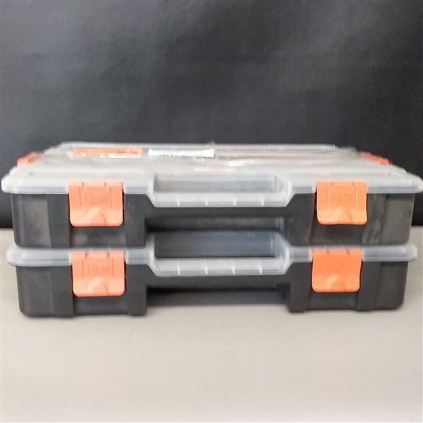 HDX 15-Compartment Interlocking Small Parts Organizer in Black (2-Pack)