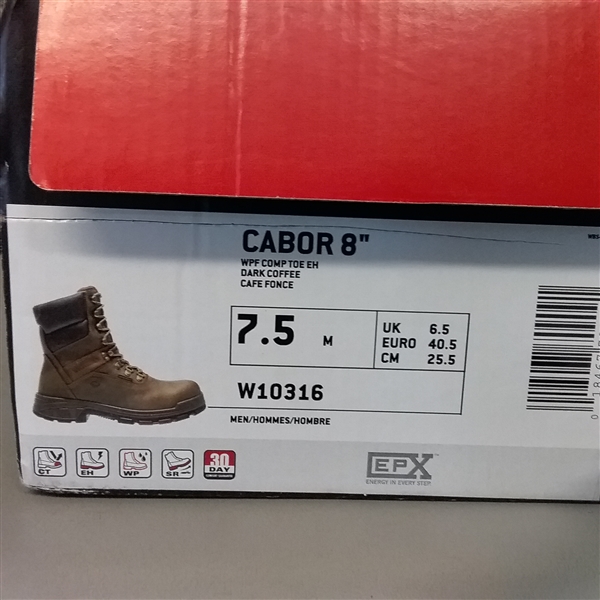 Wolverine Men's Cabor Waterproof 8'' Work Boots - Composite Toe - Dark Brown Size 7.5(M)