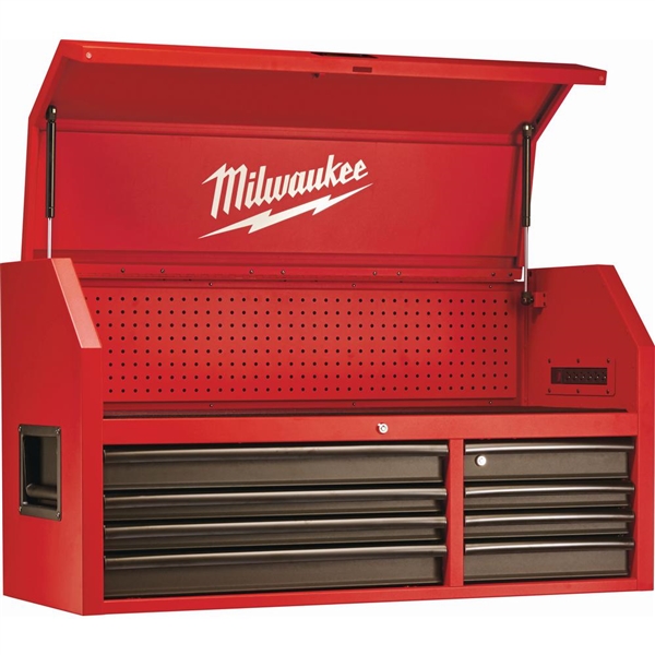 Milwaukee 46 in. 16-Drawer Steel Tool Chest and Rolling Cabinet Set, Textured Red and Black Matte