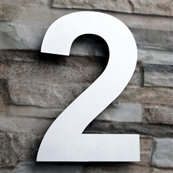 QT Home Decor 4 in. Brushed Stainless Steel Large Floating Modern House Number 2