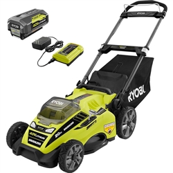 RYOBI 20 in. 40-Volt Brushless Lithium-Ion Cordless Battery Walk Behind Push Lawn Mower 5.0 Ah Battery and Charger Included