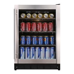Magic Chef Beverage 23.4 in. 154 (12 oz.) Can Beverage Cooler, Stainless Steel