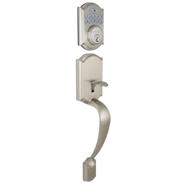 DEFIANT CASTLE SATIN NICKEL ELECTRONIC DOOR HANDLESET WITH HARTFORD KNOB