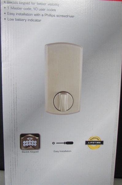 DEFIANT CASTLE SATIN NICKEL ELECTRONIC DOOR HANDLESET WITH HARTFORD KNOB