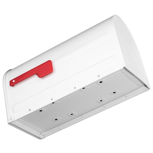 Architectural Mailboxes MB2 Post Mount Mailbox White with Red Flag