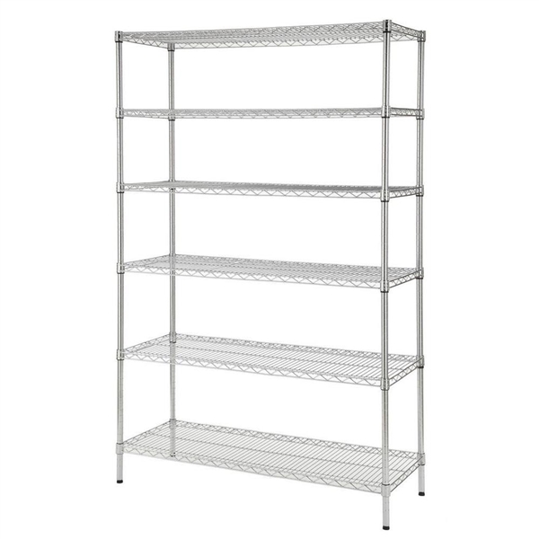 HDX 48 in. W x 72 in. H x 18 in. D Decorative Wire Chrome Heavy Duty Shelving Unit