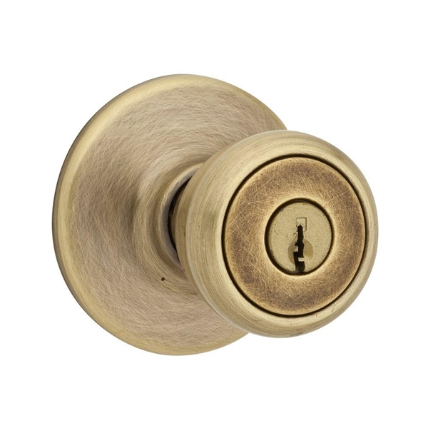 Kwikset Tylo Antique Brass Keyed Entry Door Knob