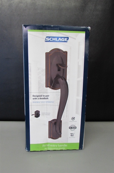 Schlage Camelot Aged Bronze Entry Door Handle with Accent Door Lever