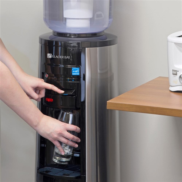 Glacier Bay 3 Gal. or 5 Gal. Hot, Room and Cold Water Dispenser in Black and Stainless Steel
