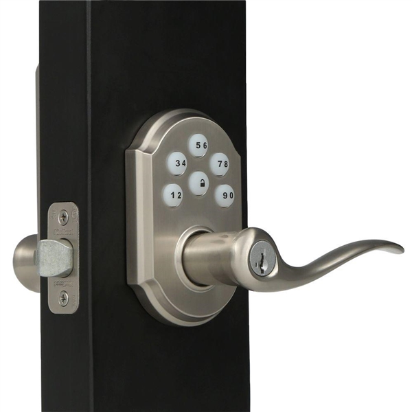 Kwikset SmartCode Satin Nickel Electronic Tustin Door Lever Featuring SmartKey Security