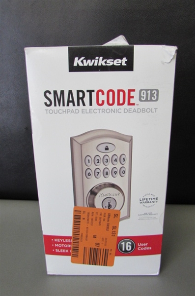 Kwikset SmartCode 913 Satin Nickel Single Cylinder Electronic Deadbolt Featuring SmartKey Security *No Keys*