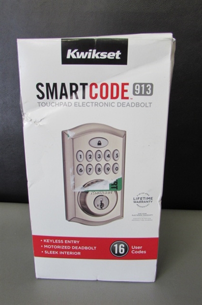 Kwikset SmartCode 913 Satin Nickel Single Cylinder Electronic Deadbolt Featuring SmartKey Security *No Keys*