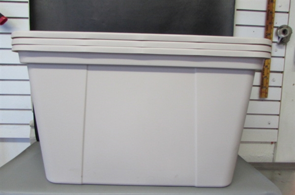 3 Tan HDX 30 Gal. Storage Bins Only No Lids