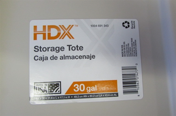 3 Tan HDX 30 Gal. Storage Bins Only No Lids