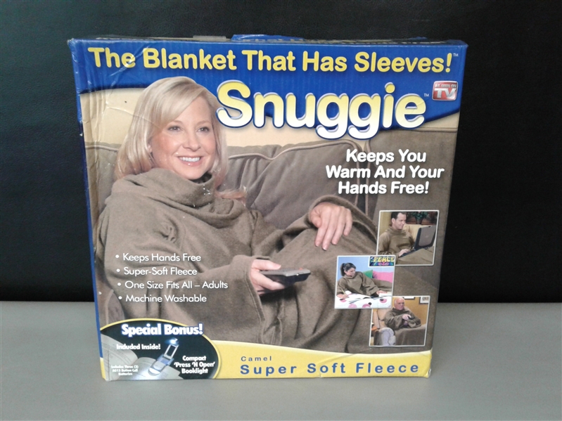 Snuggie True Fleece Blanket with Sleeves- Camel