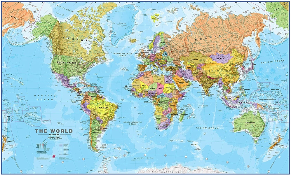 Maps International Giant World Map – Mega-Map of The World- 78 x 48