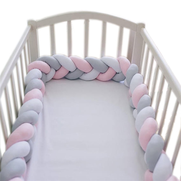 Baby Crib Bumper Knotted Braided Plush Nursery Cradle Decor 