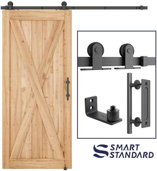 SMARTSTANDARD Top Mount Sliding Barn Door Hardware Kit