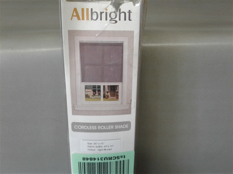 ALLBRIGHT Cordless Spring System Roller Shades with UV Protection (Light Brown, 35'' x 72''H)