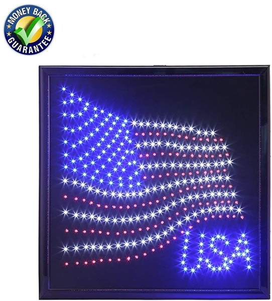 LED American Flag Sign with Animated Lighting, 19 x 19 Inch