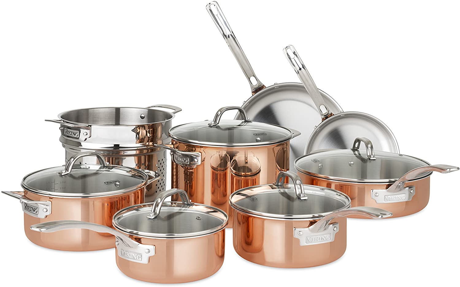 Lot Detail - Viking Culinary Copper Stainless Steel Cookware Set, 13 Piece Copper And Stainless Steel Cookware