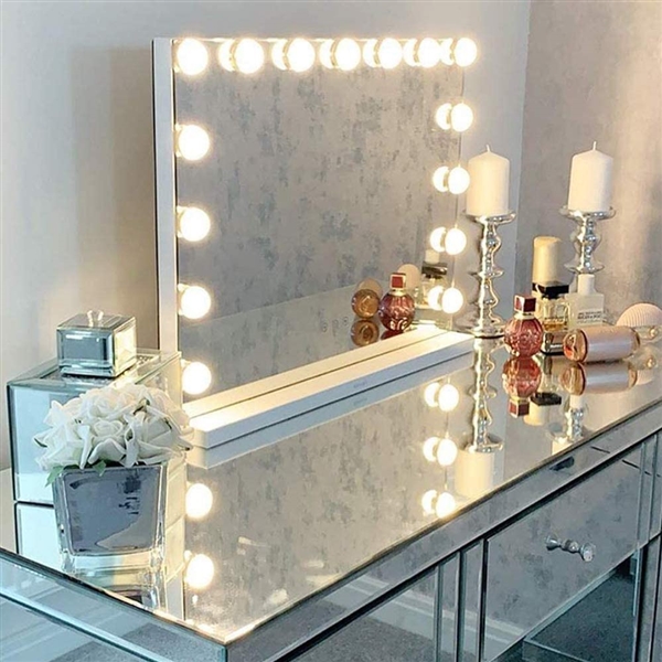 Large Vanity Makeup Mirror with Lights -Dimmable Led Bulbs
