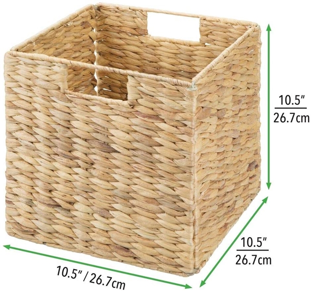 mDesign Natural Woven Hyacinth Closet Storage Organizer Basket 4 Pack