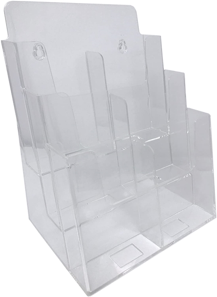 Clear Acrylic 4-Tier Brochure Holder 4 PK