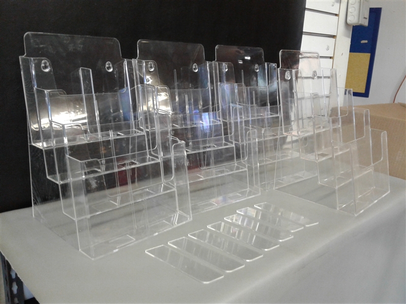 Clear Acrylic 4-Tier Brochure Holder 4 PK