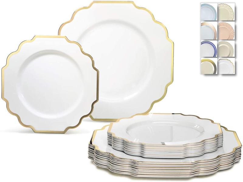 OCCASIONS 80 Plates Pack-Heavyweight Wedding Party Disposable Plastic Plate Set