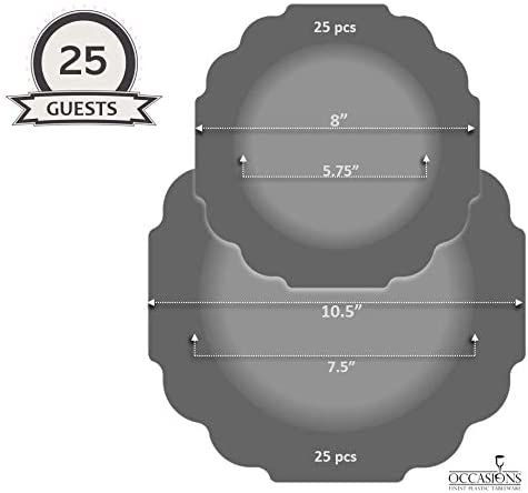 OCCASIONS 80 Plates Pack-Heavyweight Wedding Party Disposable Plastic Plate Set