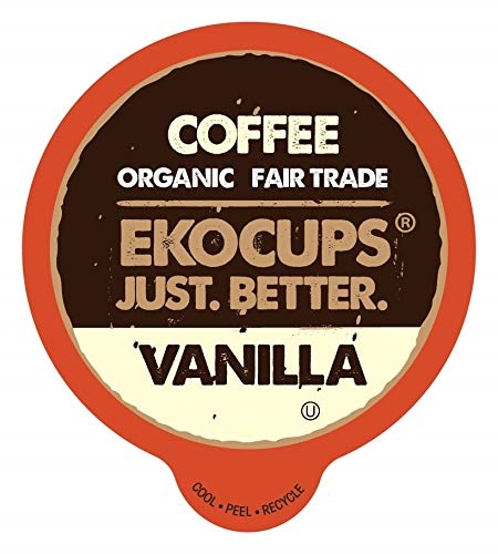 EKOCUPS Artisan Organic Vanilla Flavored Hot or Iced Coffee 40 Ct K Cup