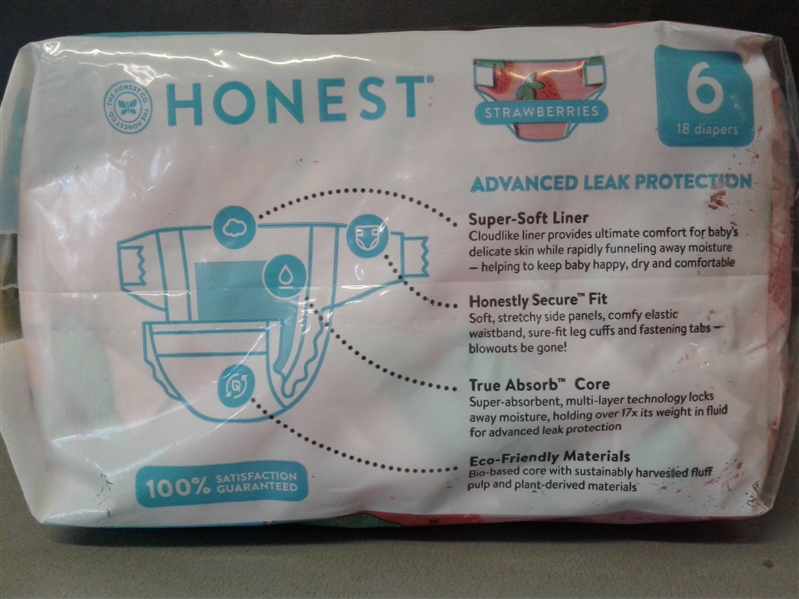 Honest Diapers Size 6 36 Ct Strawberries